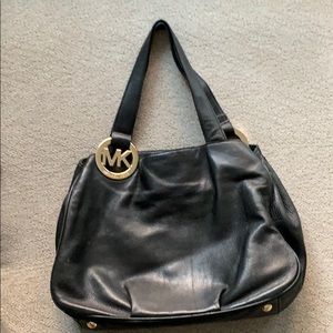 Michael Kors black leather shoulder bag